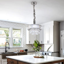Load image into Gallery viewer, Crystal Pendant Light Silver Ceiling Light LED Chandelier 3 Color Lights