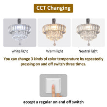 Load image into Gallery viewer, Crystal Pendant Light Silver Ceiling Light LED Chandelier 3 Color Lights