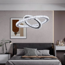 Load image into Gallery viewer, LED Crystal Chandelier Ring Silver Hanging Pendant Light Warm White/ 3 Color Lights/Cool White (50+30cm)
