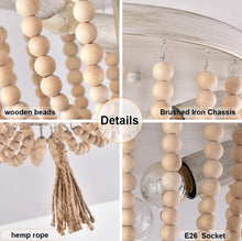 Load image into Gallery viewer, Boho Beaded White Chandelier Ceiling Light Stairway Lamp E26