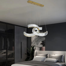 Load image into Gallery viewer, Crystal LED Chandelier Gold Ceiling Light Pendant Lamp 3 Color Lights 55cm