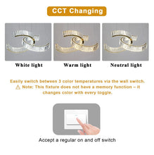 Load image into Gallery viewer, Crystal LED Chandelier Gold Ceiling Light Pendant Lamp 3 Color Lights 55cm