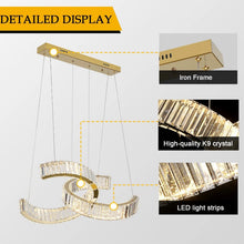 Load image into Gallery viewer, Crystal LED Chandelier Gold Ceiling Light Pendant Lamp 3 Color Lights 55cm
