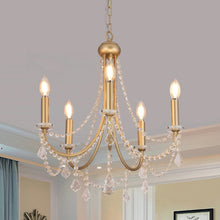 Load image into Gallery viewer, Crystal Chandelier 5-Lights Ceiling Light Pendant Lighting Fixture Lamp Gold