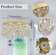 Load image into Gallery viewer, LED Ceiling Light Crystal Chandelier Gold 3 Color Lights 50x21cm