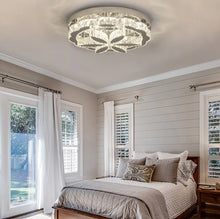 Load image into Gallery viewer, Crystal LED Ceiling Light Chandelier Silver Dimmable with Remote Control 50x14cm