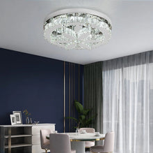 Load image into Gallery viewer, Crystal LED Ceiling Light Chandelier Silver Dimmable with Remote Control 50x14cm