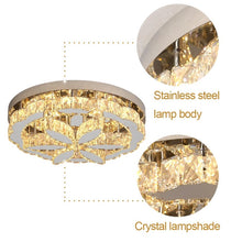 Load image into Gallery viewer, Crystal LED Ceiling Light Chandelier Silver Dimmable with Remote Control 50x14cm