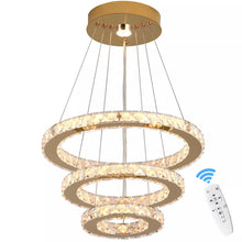 Load image into Gallery viewer, Crystal Gold Chandelier LED Ceiling Lights Pendant Light Dimmable Remote 49W (40+30+20cm)
