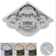 Load image into Gallery viewer, Crystal Chandelier LED Ceiling Light Silver Dimmable 5 Lights with Remote Control 40.5cm