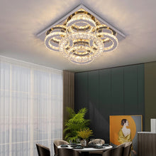 Load image into Gallery viewer, Crystal Chandelier LED Ceiling Light Silver Dimmable 5 Lights with Remote Control 40.5cm