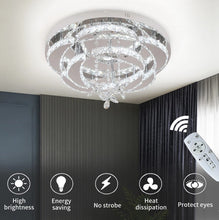 Load image into Gallery viewer, Dimmable Crystal Gold/Silver Ceiling Light Chandelier with Remote Control 50x24cm