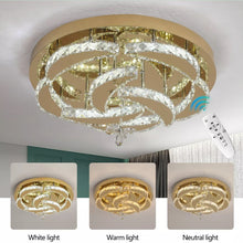 Load image into Gallery viewer, Dimmable Crystal Gold/Silver Ceiling Light Chandelier with Remote Control 50x24cm