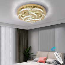 Load image into Gallery viewer, Dimmable Crystal Gold/Silver Ceiling Light Chandelier with Remote Control 50x24cm