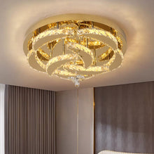 Load image into Gallery viewer, Dimmable Crystal Gold/Silver Ceiling Light Chandelier with Remote Control 50x24cm