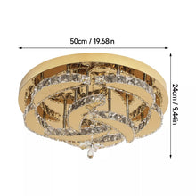 Load image into Gallery viewer, Dimmable Crystal Gold/Silver Ceiling Light Chandelier with Remote Control 50x24cm