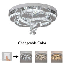 Load image into Gallery viewer, Crystal LED Ceiling Light Silver Chandelier 3 Color Lights 50x24cm Wall/Remote Control
