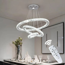 Load image into Gallery viewer, Crystal Silver Chandelier LED Ceiling Pendant Light Dimmable w. Remote (40+30+20cm)