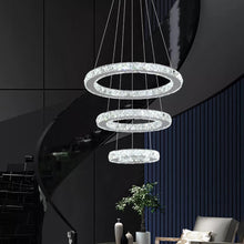 Load image into Gallery viewer, Crystal Silver Chandelier LED Ceiling Pendant Light Dimmable w. Remote (40+30+20cm)