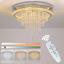 Load image into Gallery viewer, Crystal Chandelier Dimmable LED Ceiling Light Remote Control Silver 50cm