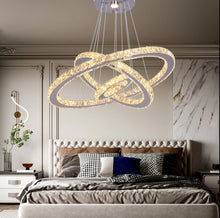 Load image into Gallery viewer, Crystal Chandelier LED Pendant Lights Silver with Remote Control (60+40+20cm)