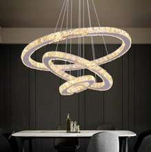 Load image into Gallery viewer, Crystal Chandelier LED Pendant Lights Silver with Remote Control (60+40+20cm)