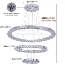 Load image into Gallery viewer, Crystal Chandelier LED Pendant Lights Silver with Remote Control (60+40+20cm)