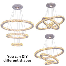Load image into Gallery viewer, Crystal Chandelier LED Pendant Lights Silver with Remote Control (60+40+20cm)