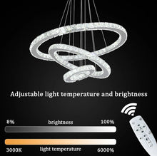 Load image into Gallery viewer, Crystal Chandelier LED Pendant Lights Silver with Remote Control (60+40+20cm)