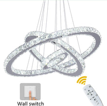 Load image into Gallery viewer, Crystal Chandelier LED Pendant Lights Silver with Remote Control (60+40+20cm)