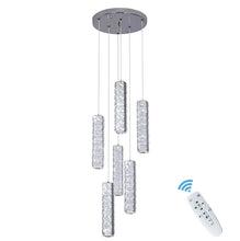 Load image into Gallery viewer, Crystal Pendant Light Dimmable Chandelier LED Ceiling Light Silver With Remote Control