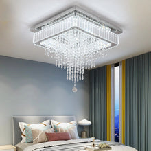 Load image into Gallery viewer, Crystal Square Chandelier LED Ceiling Light Silver Cool White/ 3 Color Lights Dimmable 45cm