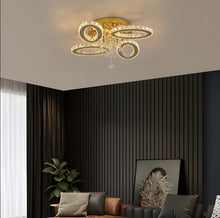 Load image into Gallery viewer, LED Ceiling Light Crystal Chandelier Gold Lamp 3 Color Lights Changeable 52cm