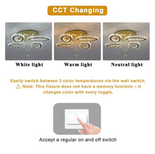Load image into Gallery viewer, LED Ceiling Light Crystal Chandelier Gold Lamp 3 Color Lights Changeable 52cm