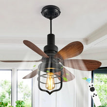 Load image into Gallery viewer, Vintage Style Ceiling Fan with Light E27 Remote Control Black 52cm