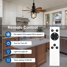 Load image into Gallery viewer, Vintage Style Ceiling Fan with Light E27 Remote Control Black 52cm