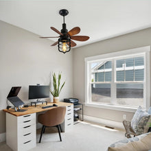 Load image into Gallery viewer, Vintage Style Ceiling Fan with Light E27 Remote Control Black 52cm
