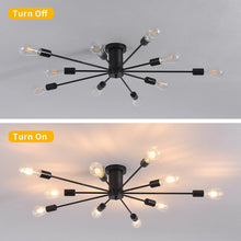 Load image into Gallery viewer, Industrial Ceiling Light Mid Century Sputnik Chandelier 10 Lights Black 87cm