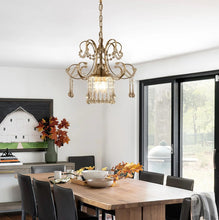 Load image into Gallery viewer, Mini Crystal Chandelier Champagne 3 Light G9 Pendant Ceiling Lamp Champagne