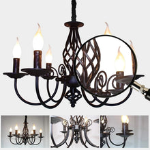 Load image into Gallery viewer, Pendant Light Farmhouse Chandelier Black 6 Lights E14