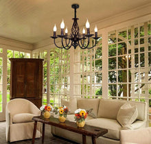 Load image into Gallery viewer, Pendant Light Farmhouse Chandelier Black 6 Lights E14