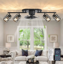 Load image into Gallery viewer, Ceiling Fan 4xE27 With Remote Control Fandelier Flush Mount Black 100cm