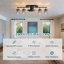 Load image into Gallery viewer, Ceiling Fan 4xE27 With Remote Control Fandelier Flush Mount Black 100cm