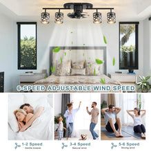 Load image into Gallery viewer, Ceiling Fan 4xE27 With Remote Control Fandelier Flush Mount Black 100cm