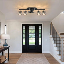 Load image into Gallery viewer, Ceiling Fan 4xE27 With Remote Control Fandelier Flush Mount Black 100cm
