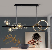 Load image into Gallery viewer, LED Dining Table Chandelier Height-Adjustable Black Ceiling Light