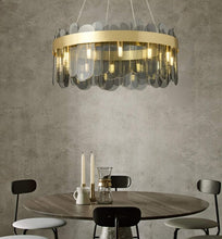 Load image into Gallery viewer, Nordic Gold/ Smoky Gray Crystal Oval Chandelier Pendant Light Ceiling Light 60 cm