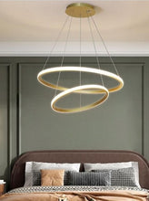 Load image into Gallery viewer, Modern Chandeliers for Living Room,Gold/Black LED Pendant Light Fixtures 2 Rings 40+20cm