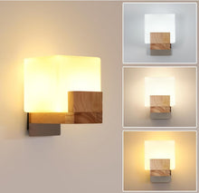 Load image into Gallery viewer, Wall Light Indoor Wood Modern Wall Lamp with Glass Lampshade Wall Lighting with G9 Socket