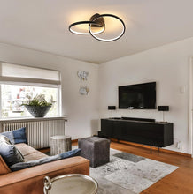 Load image into Gallery viewer, LED Ceiling Light Black Dual-Round 33W With Remote Control